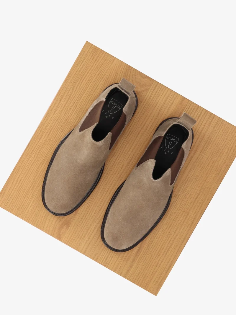 Bottines chelsea en suède taupe