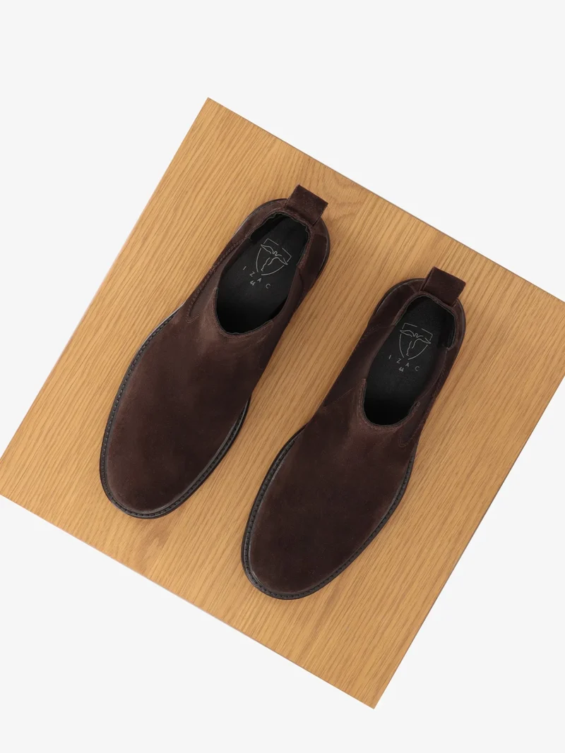 Bottines chelsea en suède marron