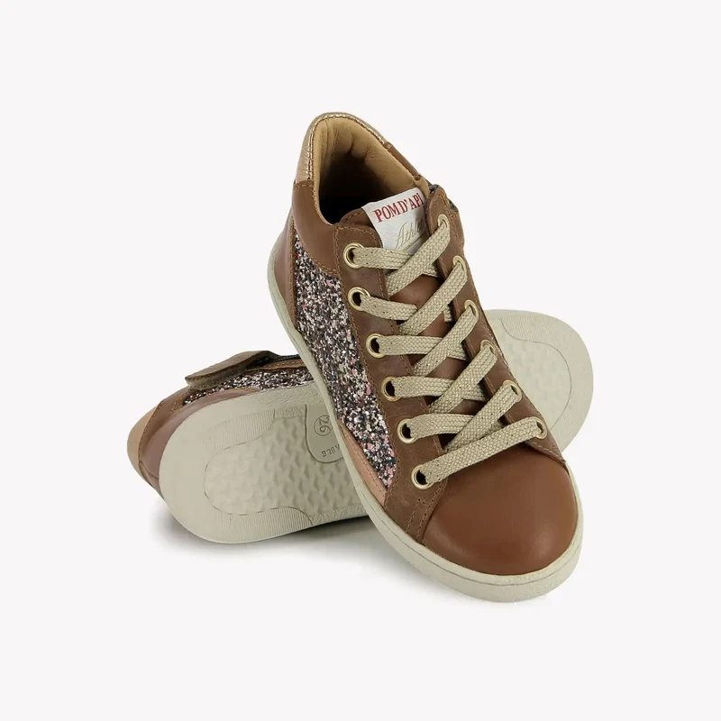 TOP TOUCH ZIPPY - CUIR-GLITTER - BROWN-MULTI
