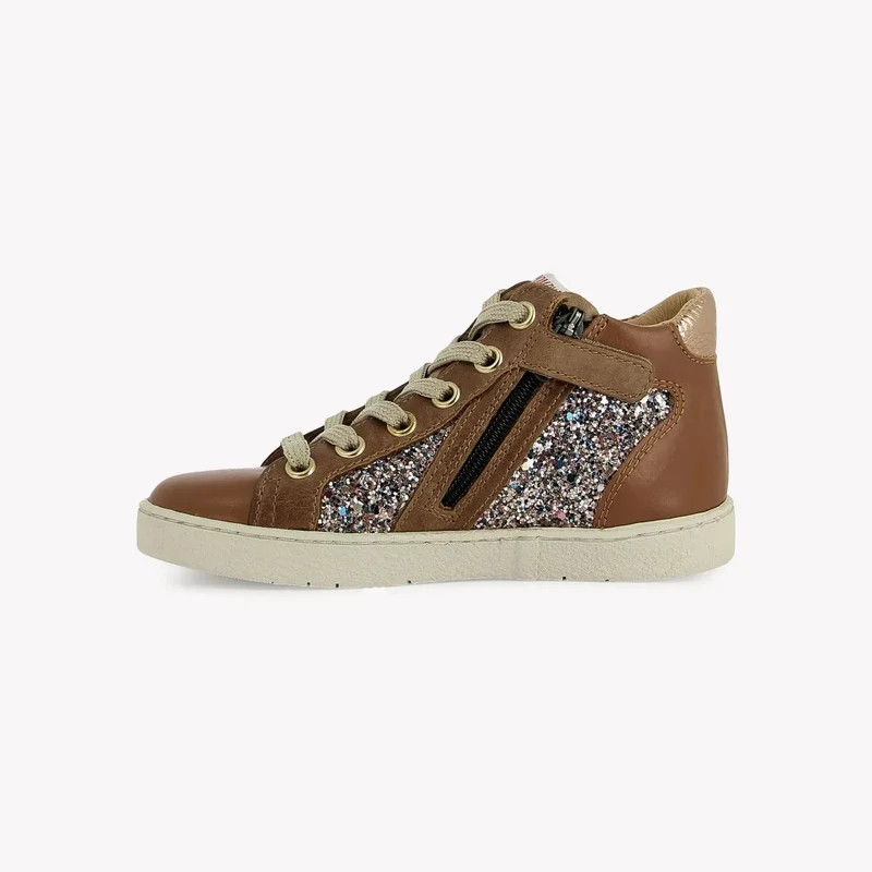 TOP TOUCH ZIPPY - CUIR-GLITTER - BROWN-MULTI