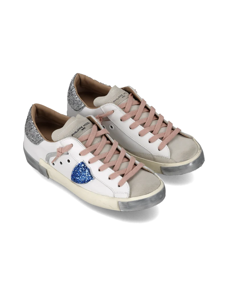 Sneakers Prsx Women, White Silver Light Blue