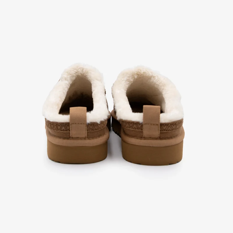 Chausson mule fourré en suédine camel Kansas