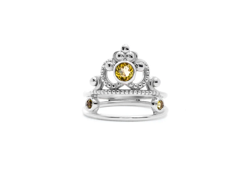 Bague Couronne et citrines