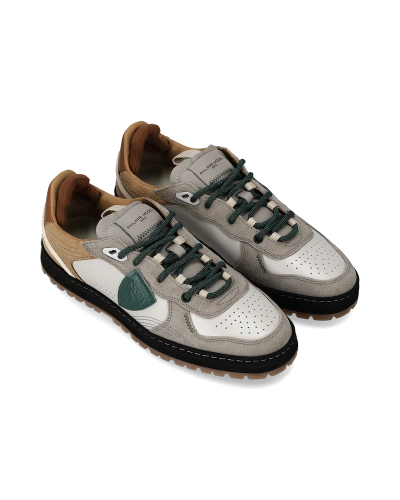 Sneakers Pgal Men, White Beige Green