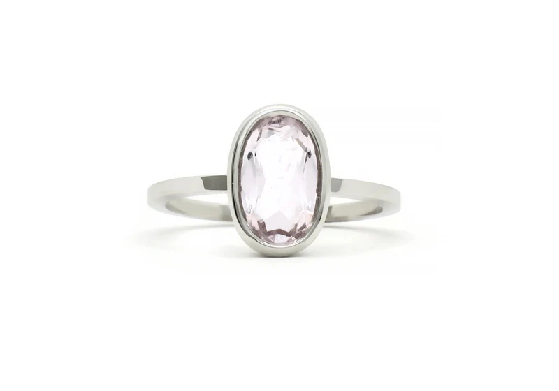 Bague avec tourmaline rose ovale