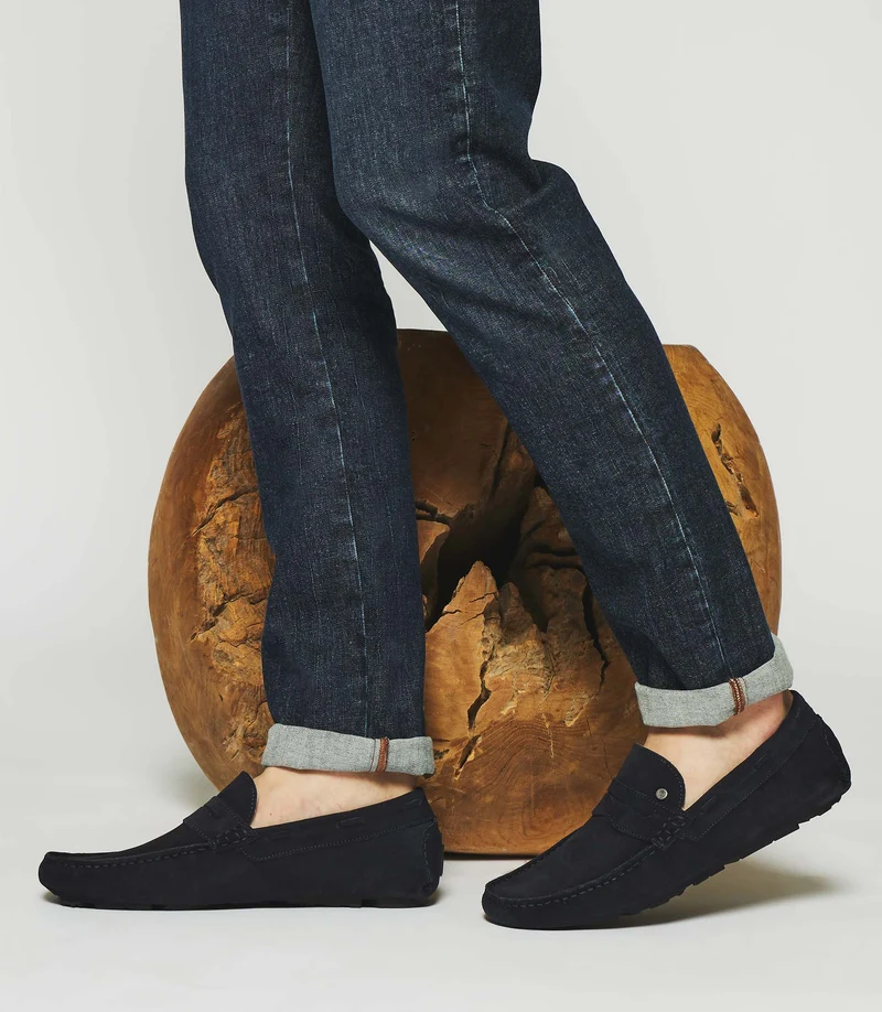 Mocassins en velours marine