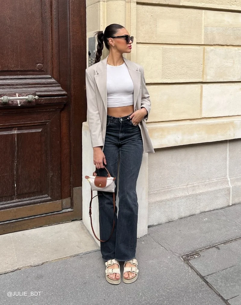 Mules femme en suédine beige à double bride et plateforme en jute