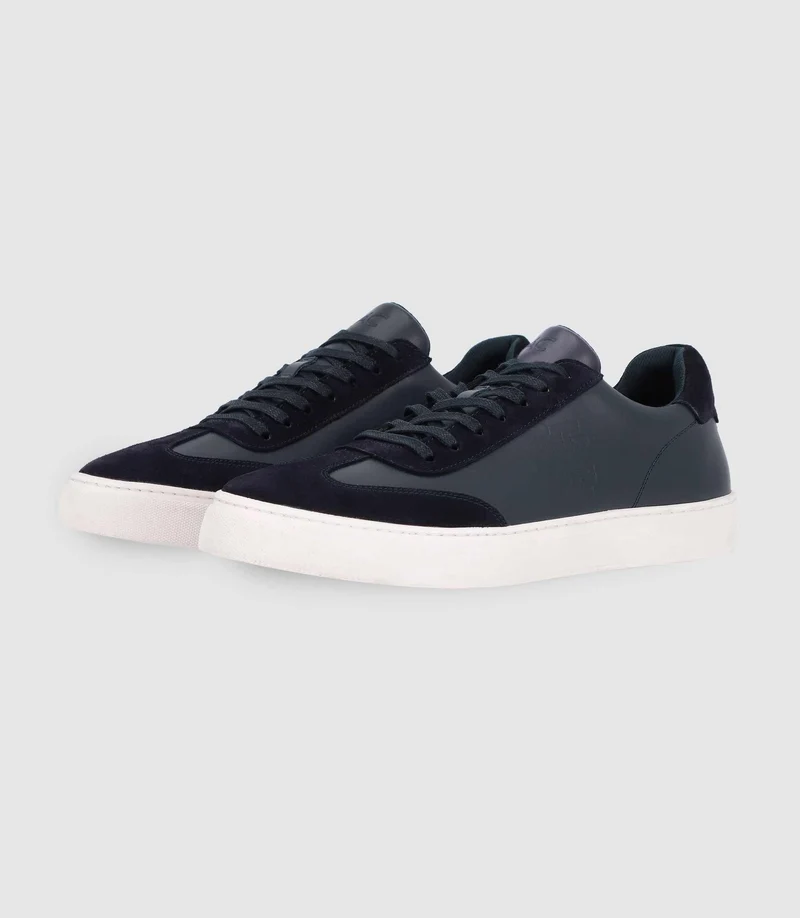 Sneakers à lacets en cuir marine