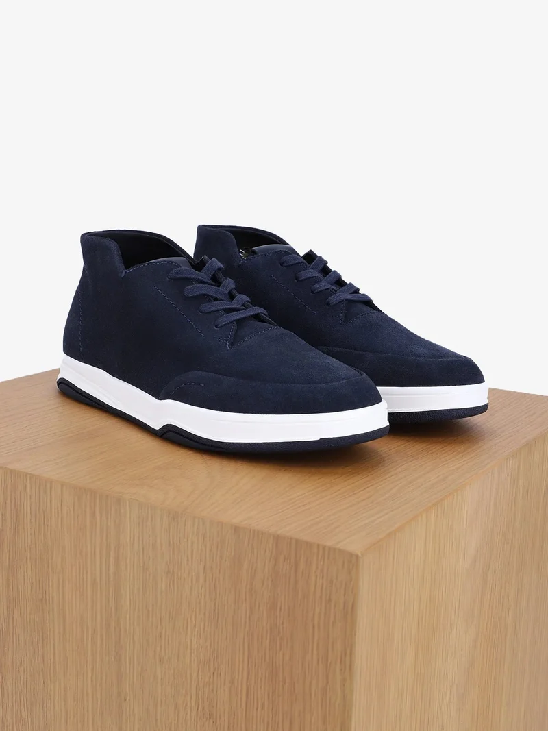 Chaussures baskets montantes en cuir marine