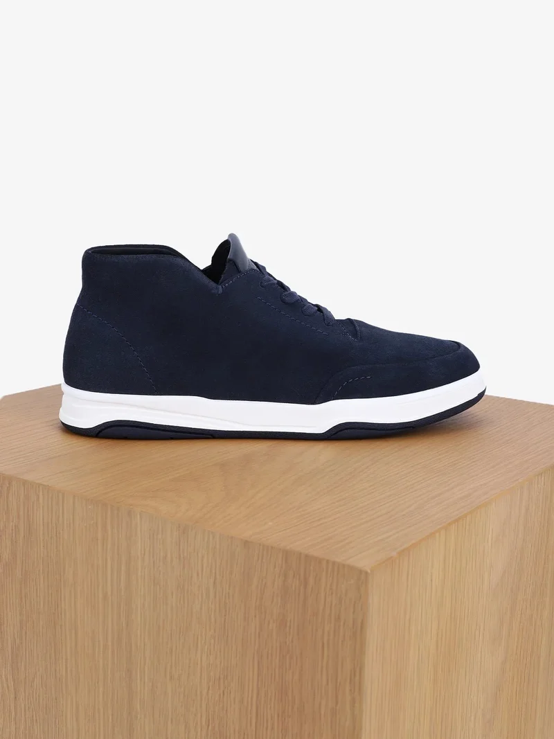 Chaussures baskets montantes en cuir marine