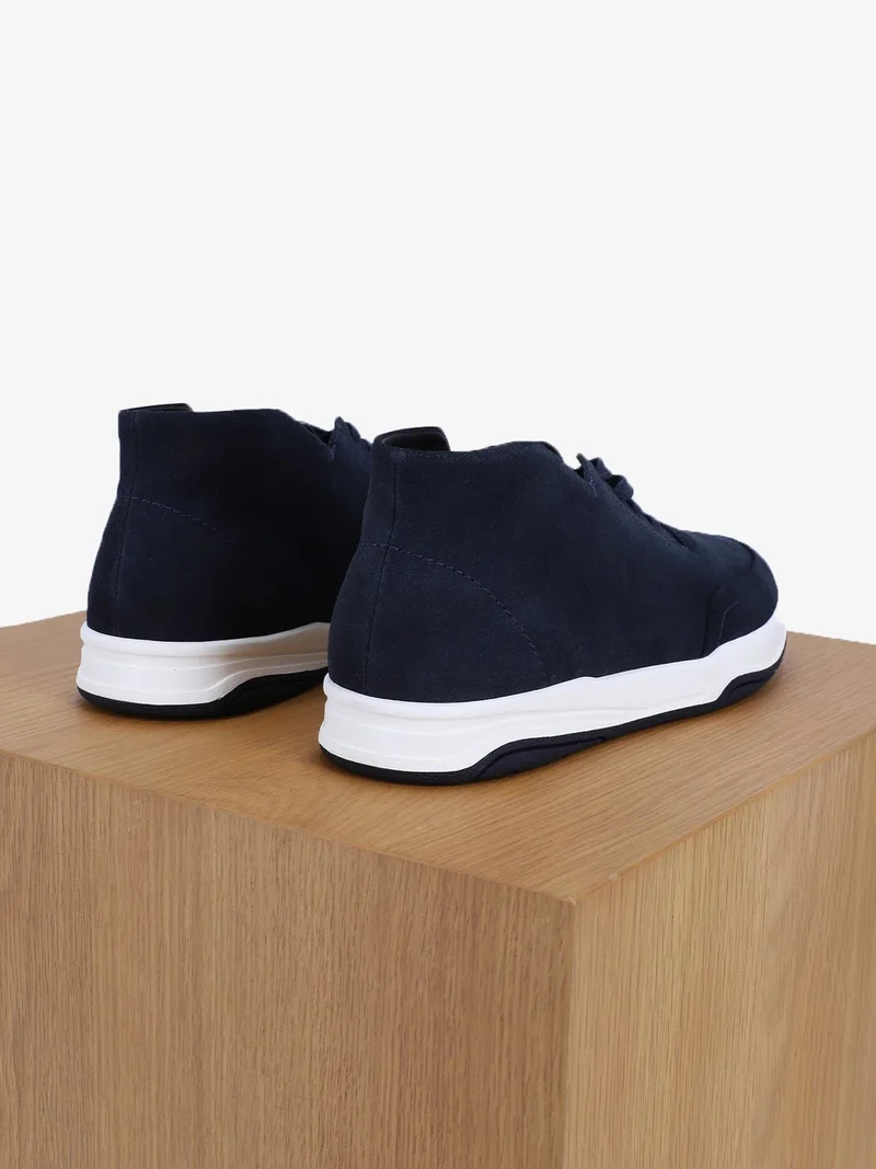 Chaussures baskets montantes en cuir marine