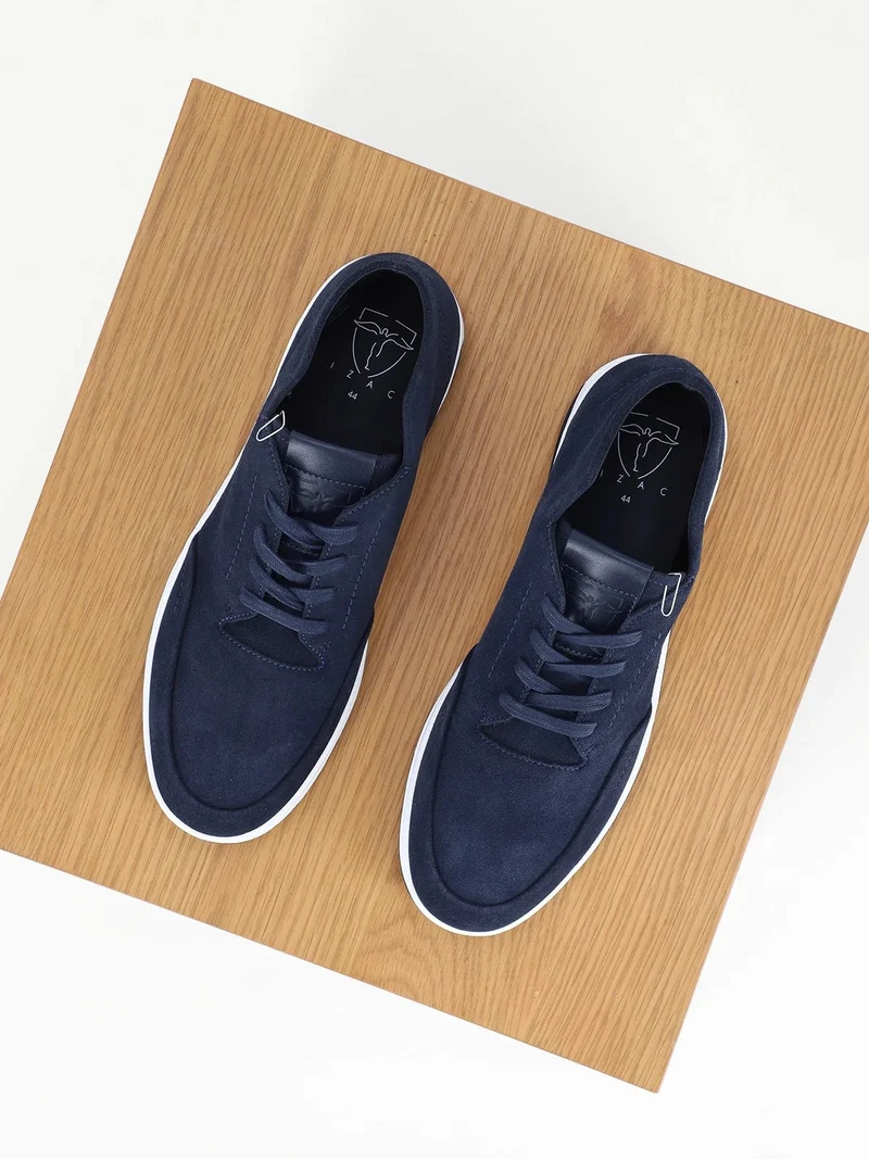 Chaussures baskets montantes en cuir marine