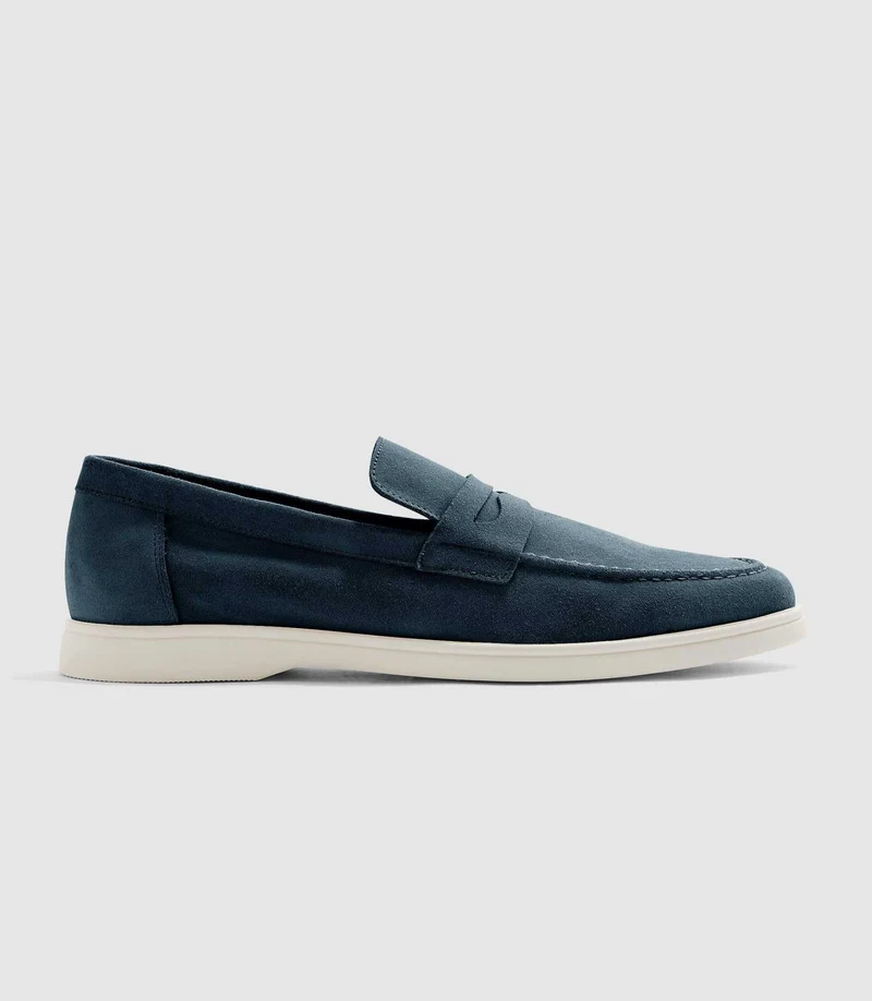 Mocassin en daim bleu EMILE