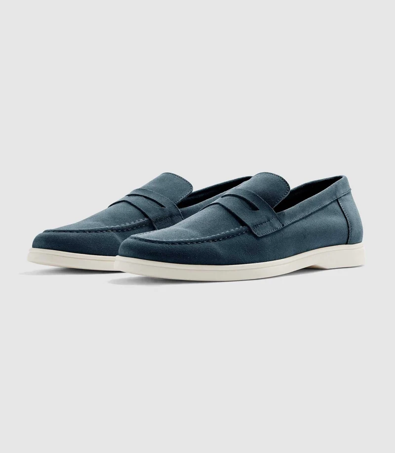 Mocassin en daim bleu EMILE