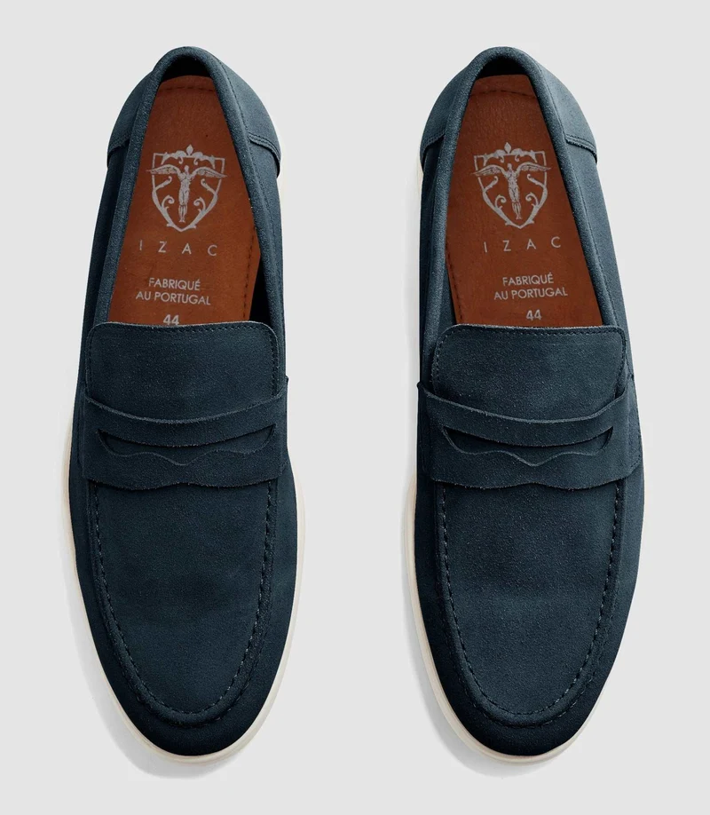Mocassin en daim bleu EMILE