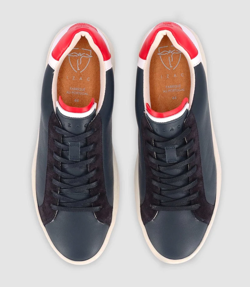 Sneakers en cuir avec blason marine