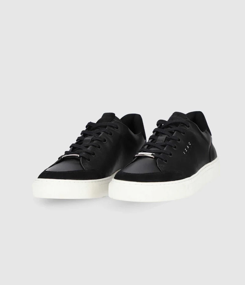 Sneakers cuir bi matière noir OSAKA