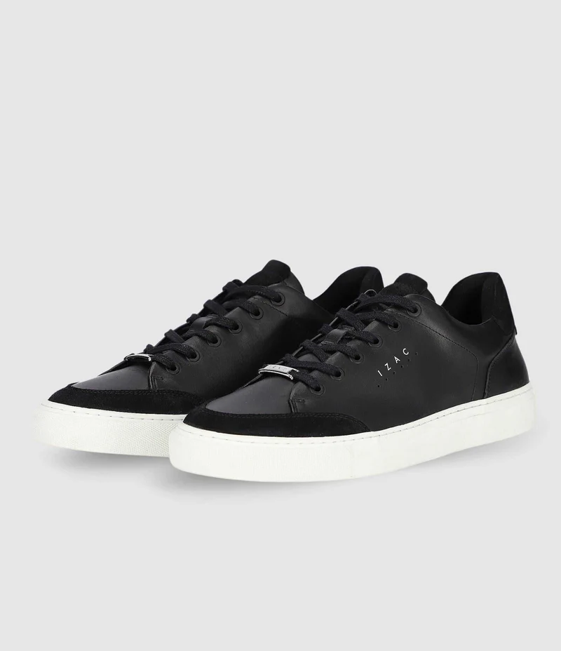 Sneakers cuir bi matière noir OSAKA