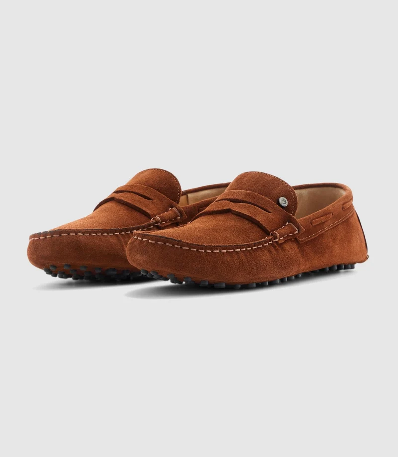 Mocassin en cuir velours camel "Eros"