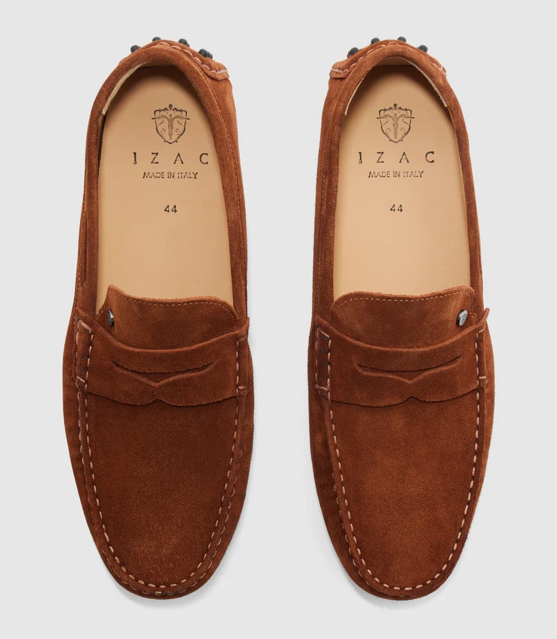 Mocassin en cuir velours camel "Eros"