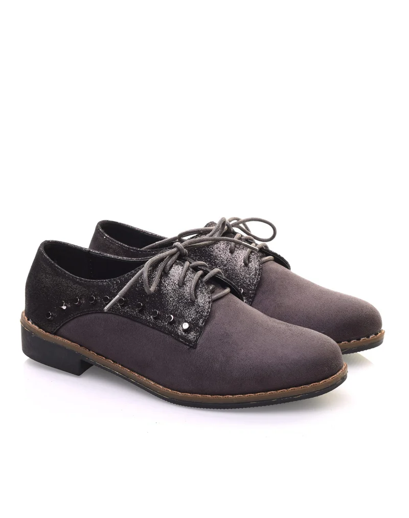 Derbies grises cloutées bi matières
