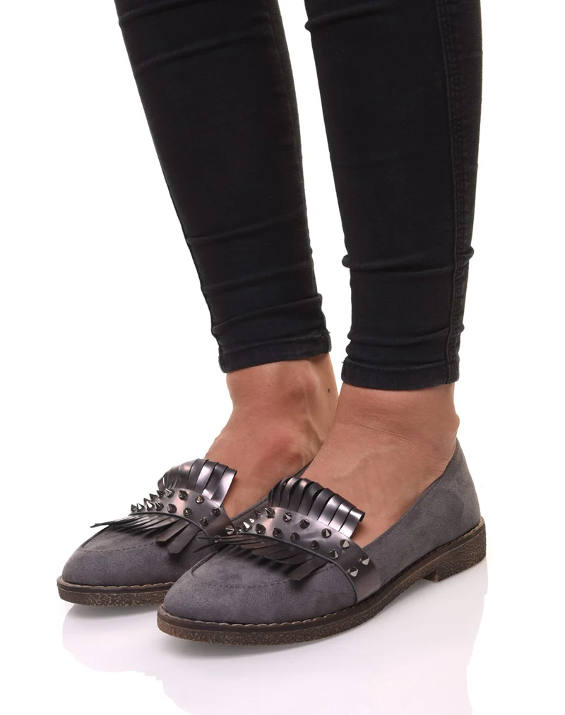 Mocassins cloutés gris