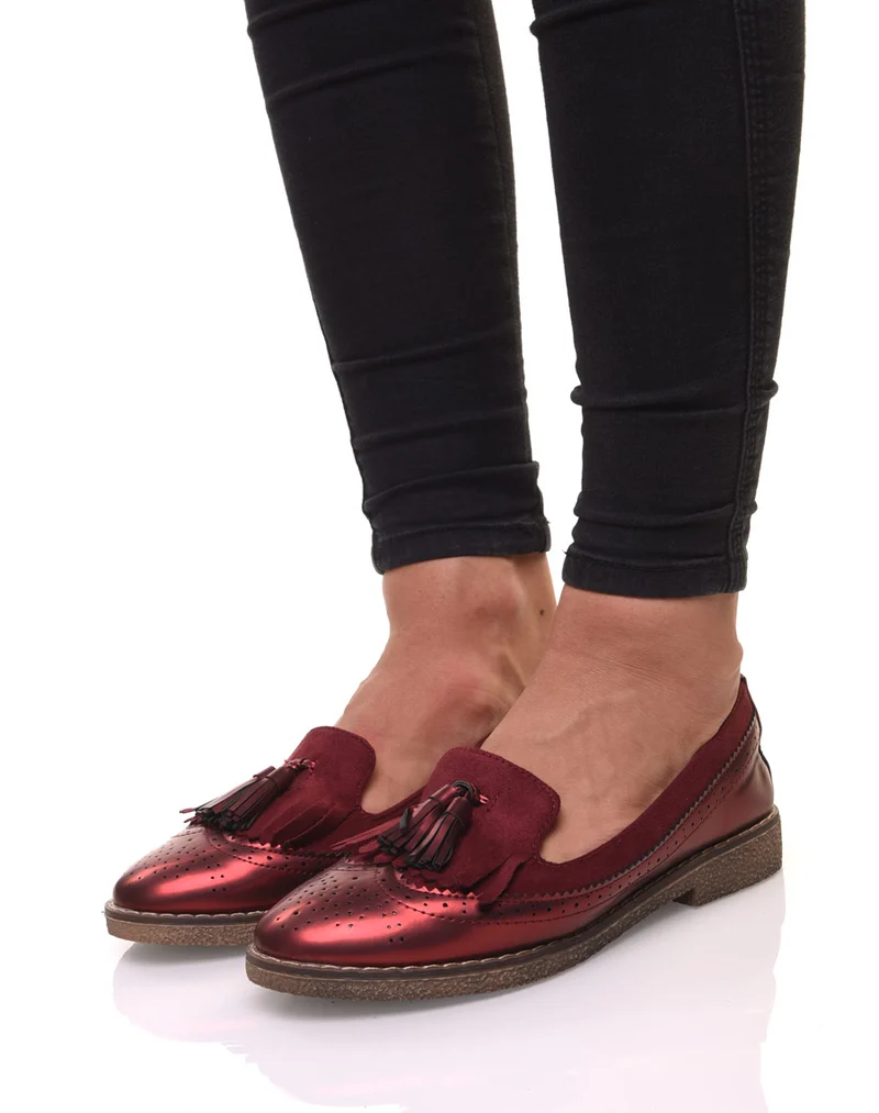 Mocassins ajourés bordeaux
