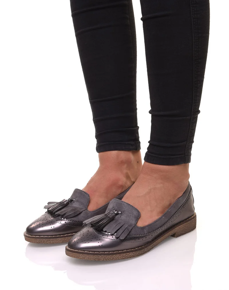 Mocassins ajourés gris