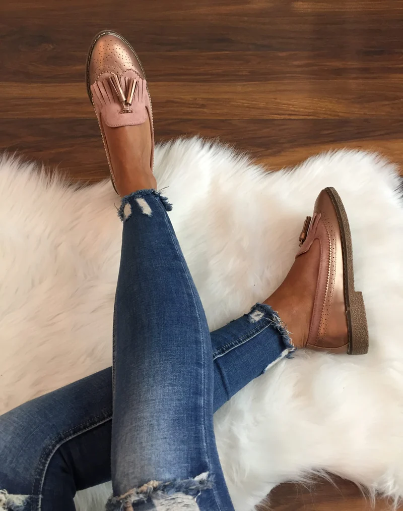 Mocassins ajourés roses