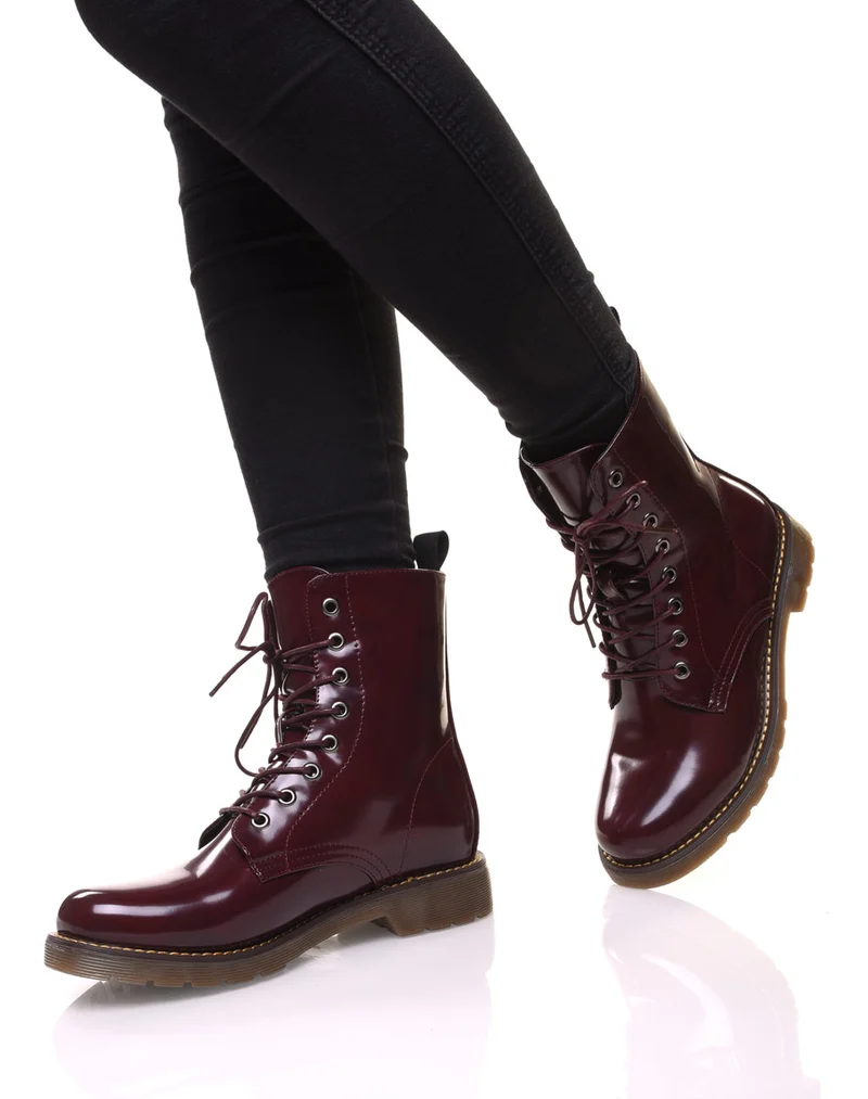 Chaussures montantes vernis bordeaux