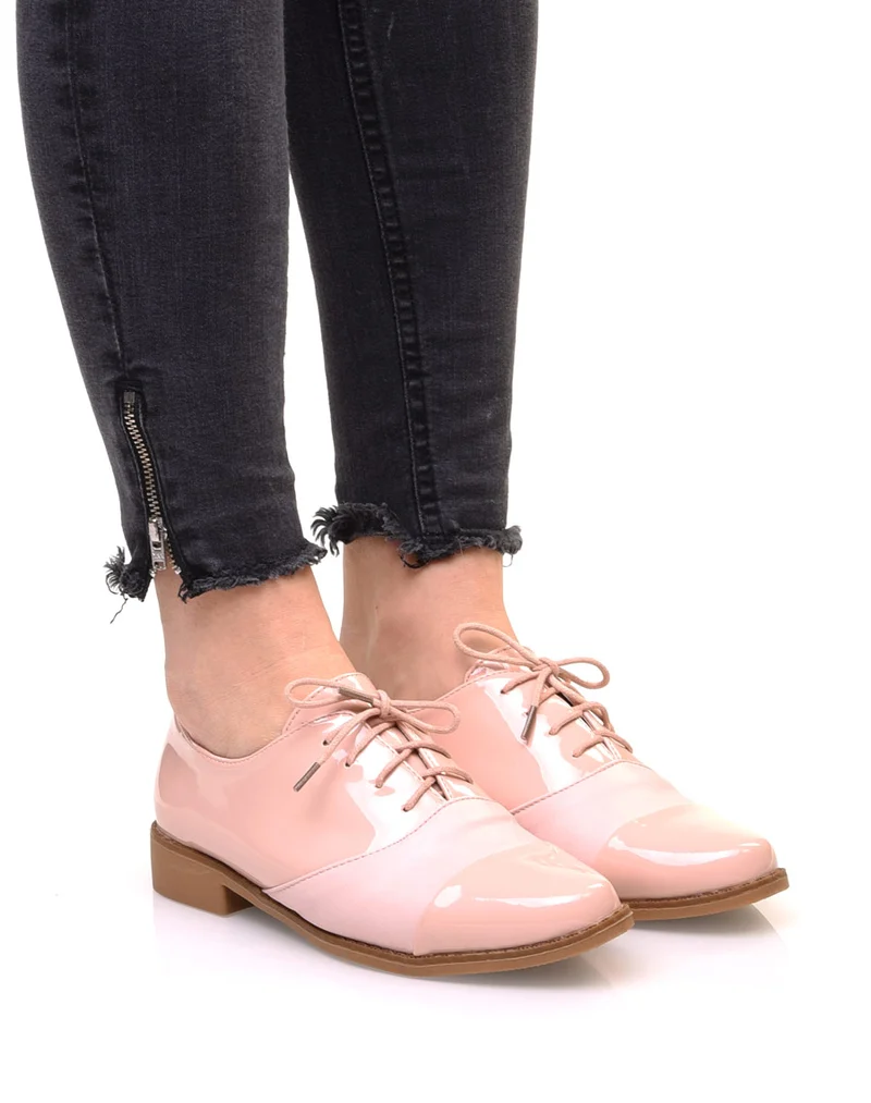 Derbies bi matières roses