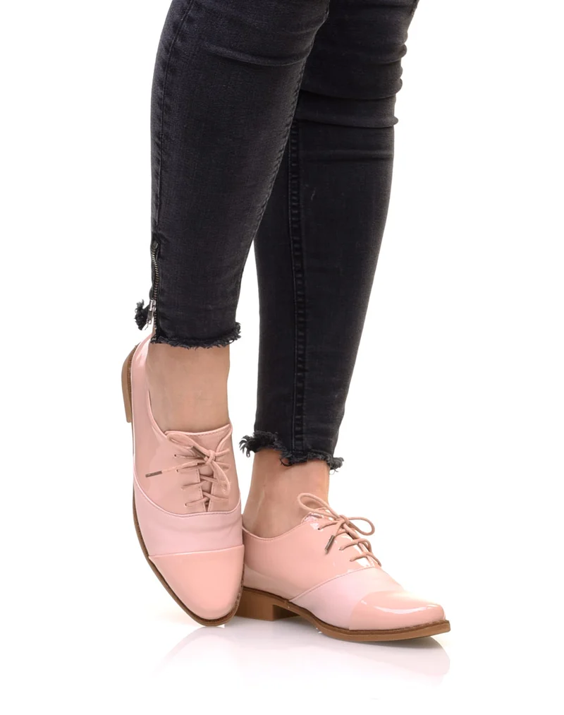 Derbies bi matières roses