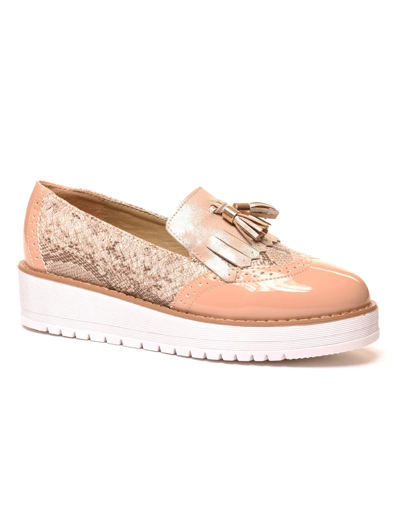 Derbies rose pâle à semelle épaisse