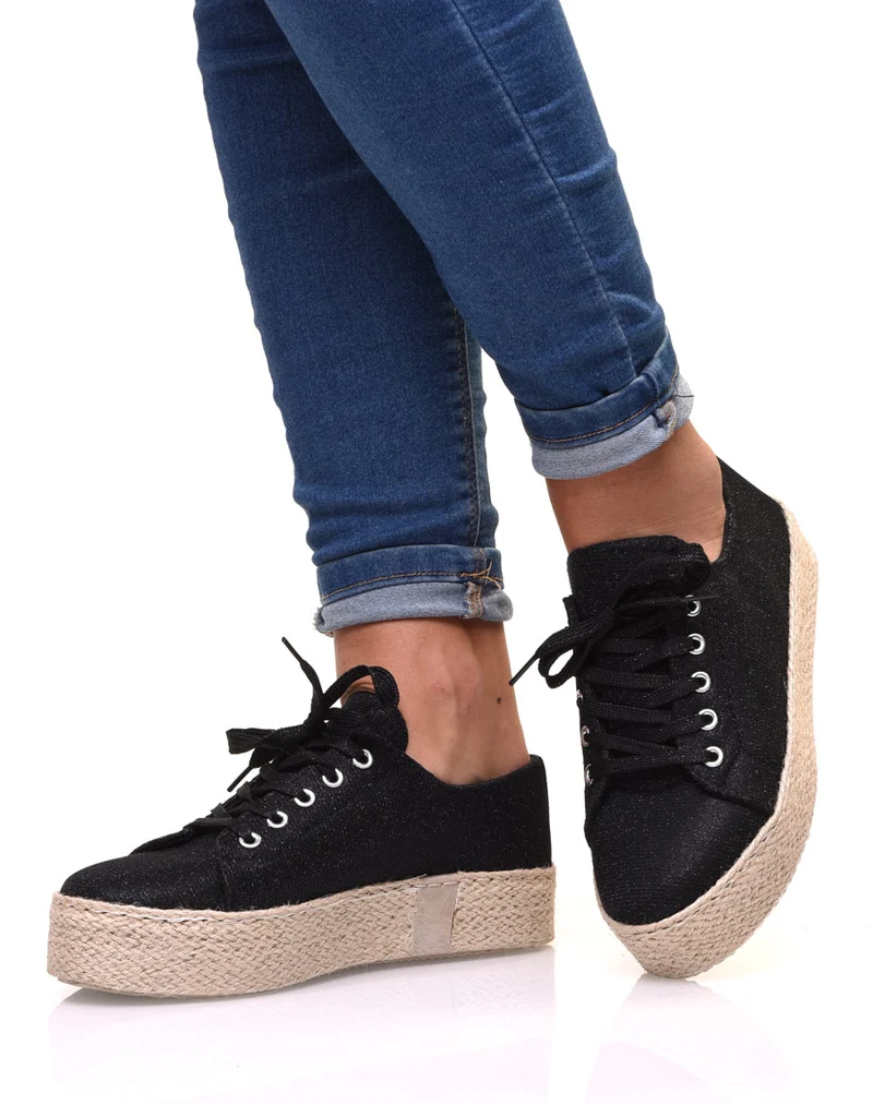 Sneakerdrilles noires à paillettes