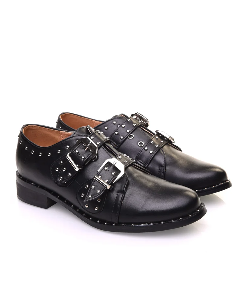 Derbies noires cloutées à boucles