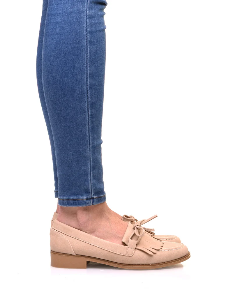 Mocassins beiges en suédine