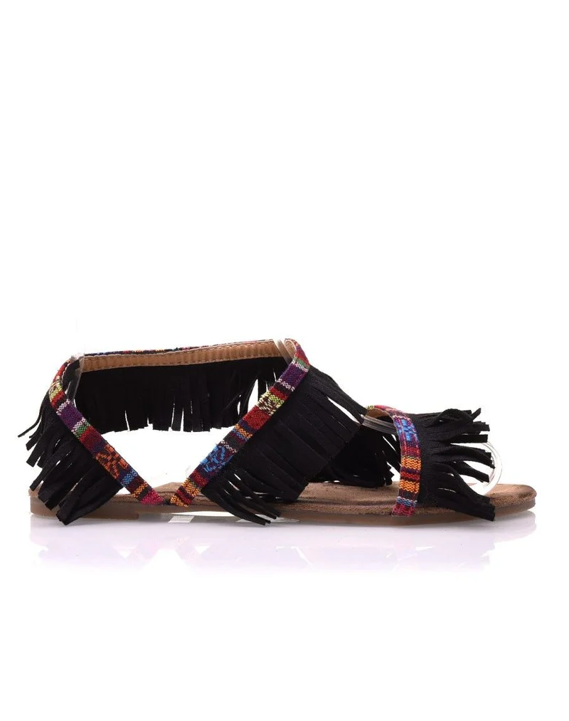 Nu-pieds noirs à franges