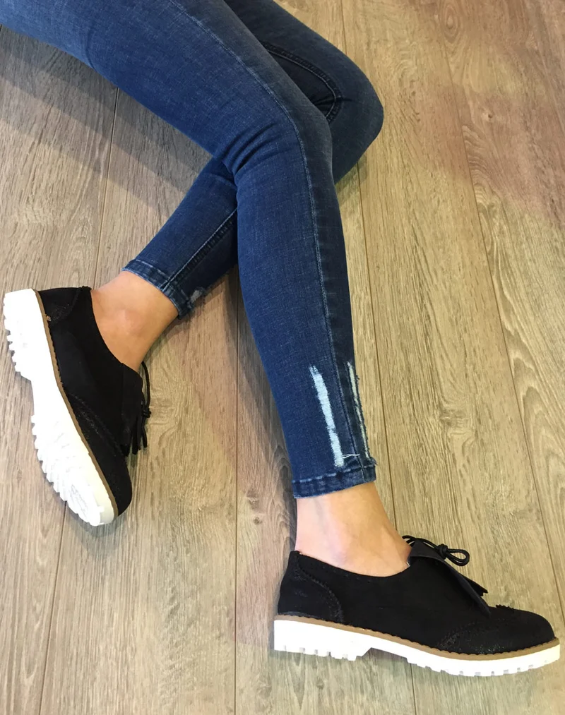 Derbies bi matières noires à franges