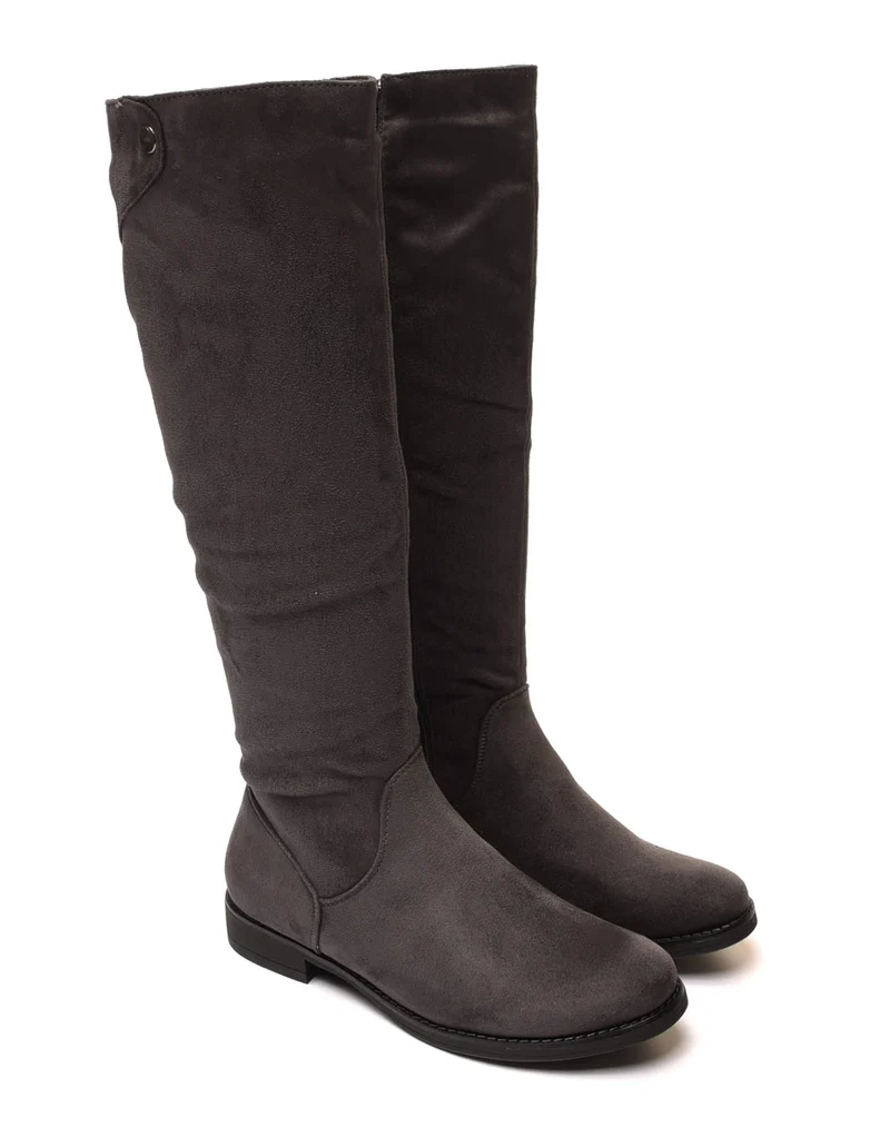 Bottes plates grises en suédine