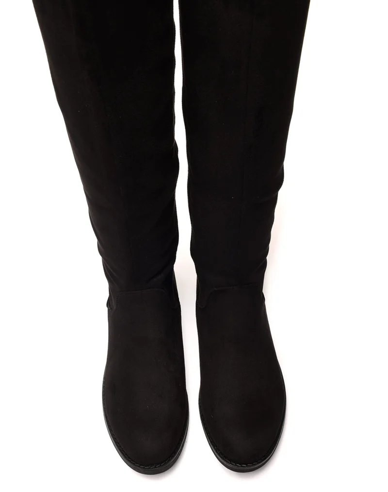 Bottes plates noires en suédine