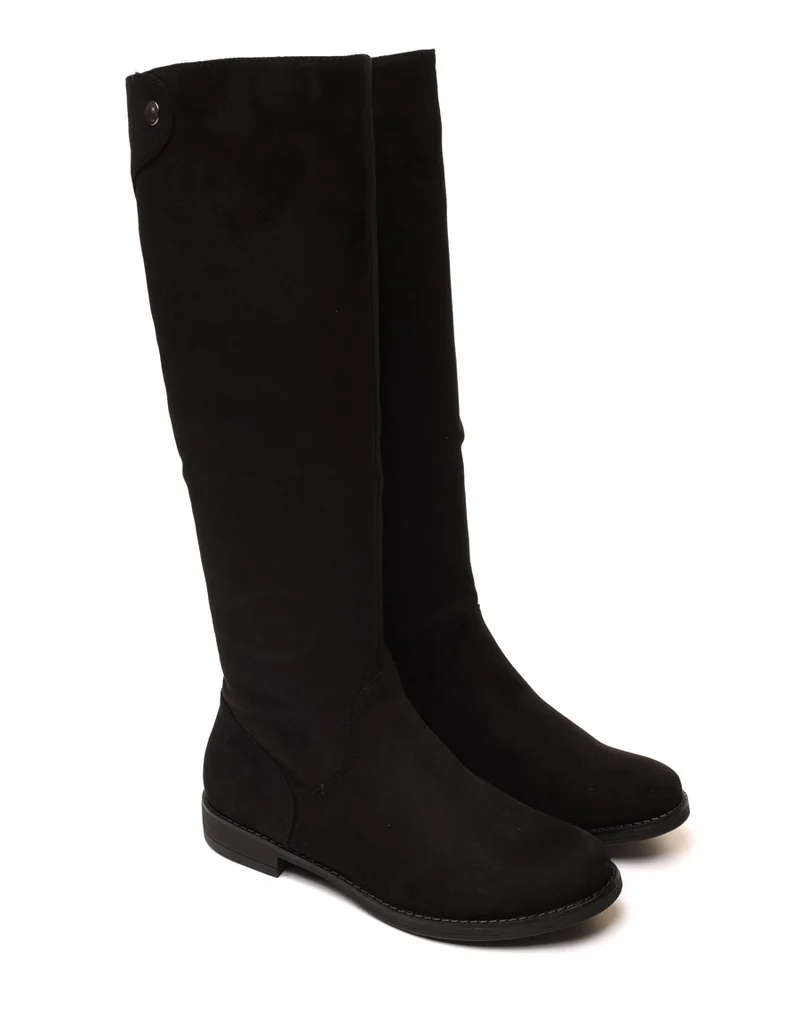Bottes plates noires en suédine