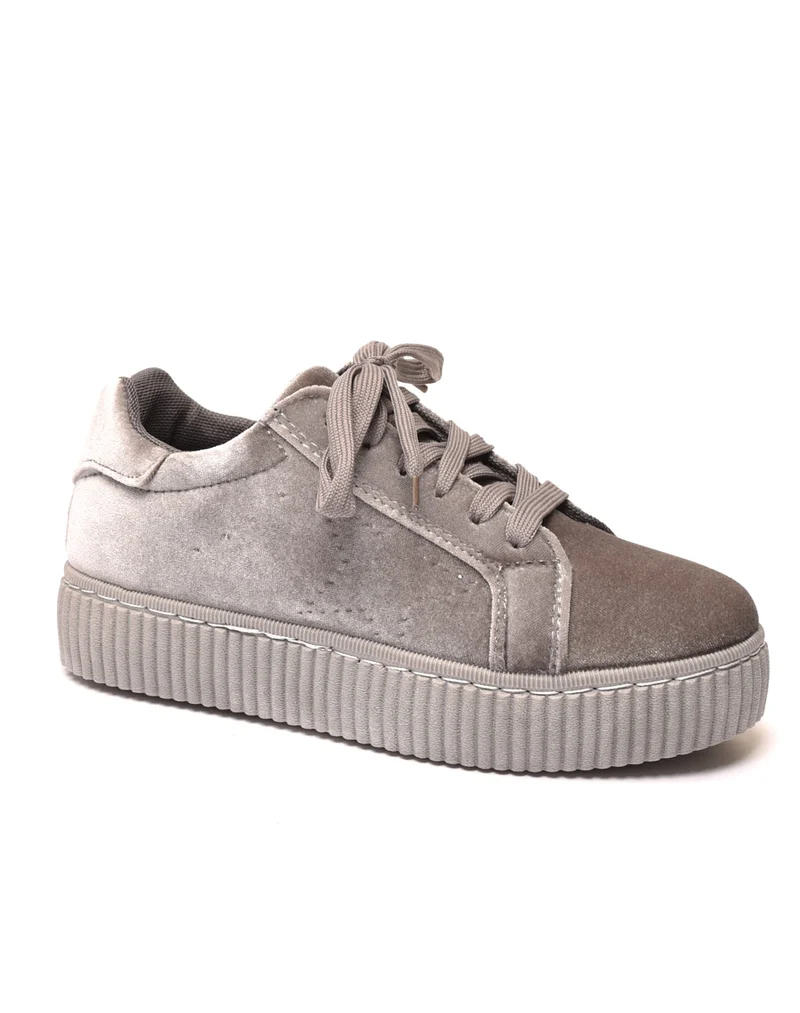 Baskets basses grises en velours