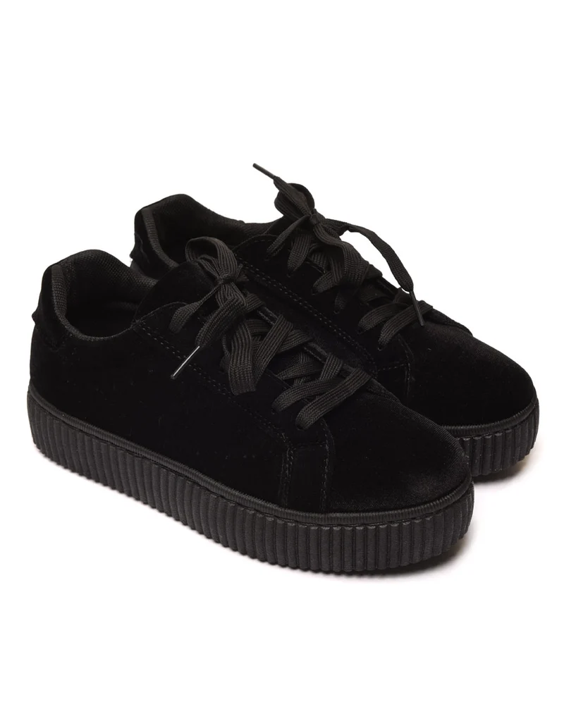 Baskets basses noires en velours