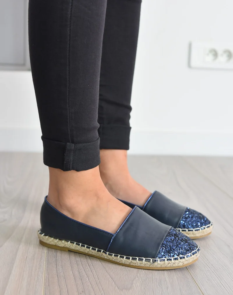 Espadrille bout pailleté bleu