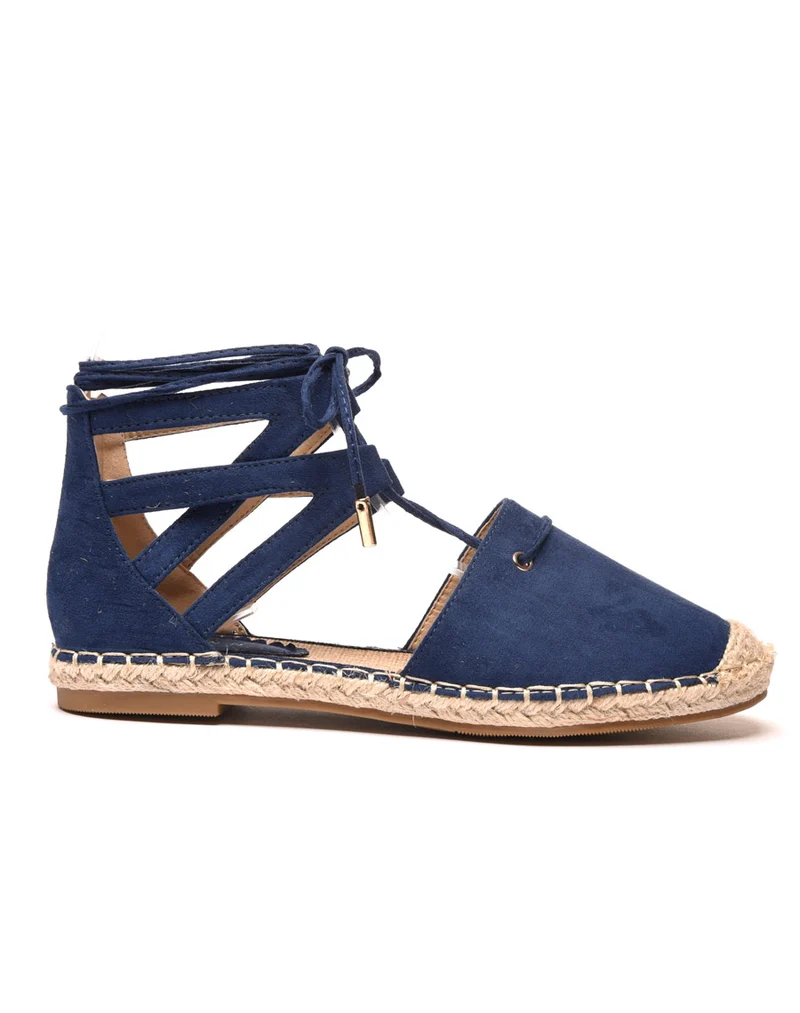 Sandales-espadrilles bleues effet suédine