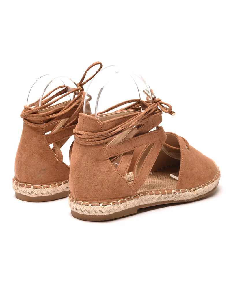 Sandales-espadrilles camel effet suédine