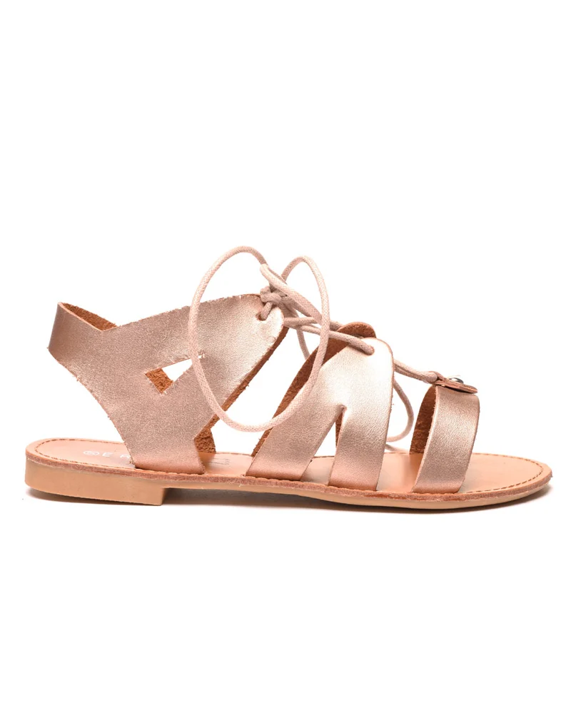 Nu-pieds champagne à lacet