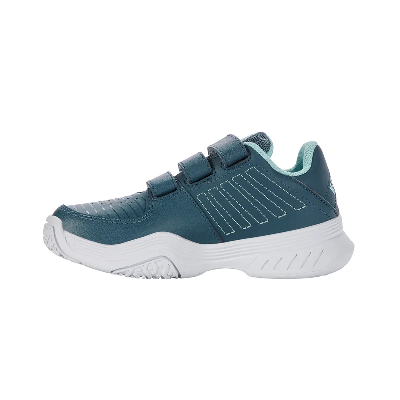 Court Express Strap Omni Chaussures Toutes Surfaces Enfants-Bleu Petrol, Blanc