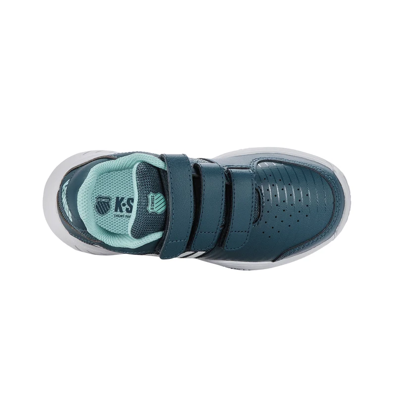 Court Express Strap Omni Chaussures Toutes Surfaces Enfants-Bleu Petrol, Blanc