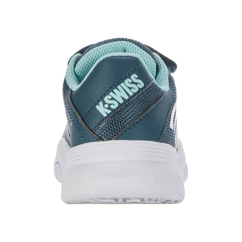 Court Express Strap Omni Chaussures Toutes Surfaces Enfants-Bleu Petrol, Blanc